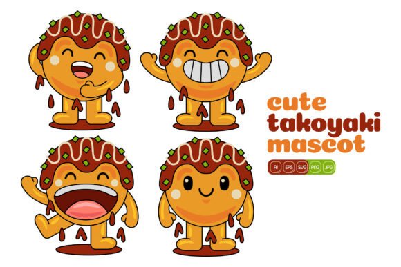 Bring Your Brand to Life with the Cute Takoyaki Mascot Vector Pack 01