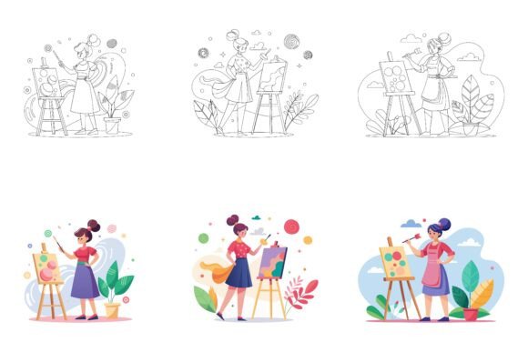 Creative People Artists: AI EPS Illustration Sets for Modern Creators