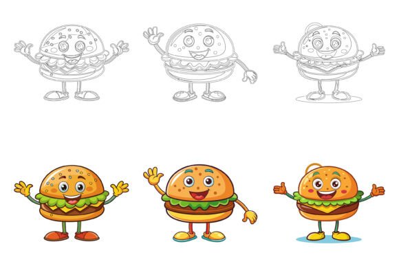 Cute Burger: Your Versatile AI EPS Illustration Set for Creative Projects