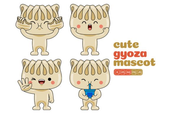 Cute Gyoza Mascot Vector Pack 04