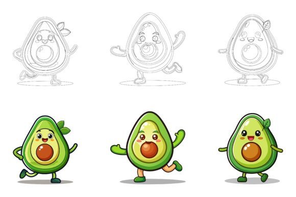 Cute Happy Smiling Avocado Character: A Versatile Vector Illustration Set for Modern Creative Work