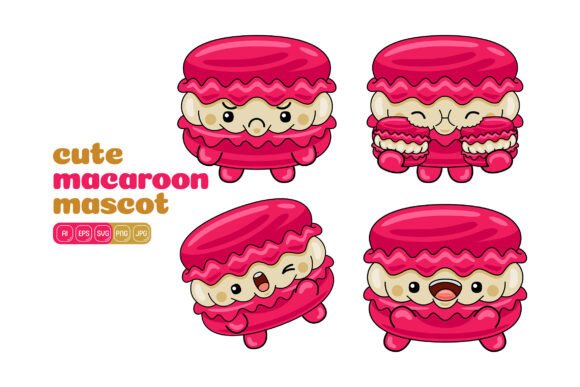 Cute Macaroon Mascot Vector Pack 03: Versatile Design Tool for Creators