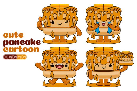 Cute Pancake Mascot Vector Pack 03