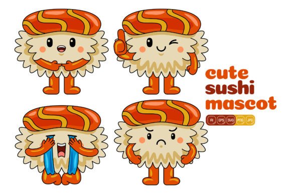 Cute Sushi Mascot Vector Pack 02 – Creative Assets for Modern Design