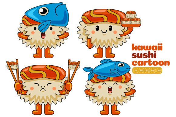 Cute Sushi Mascot Vector Pack 04: A Creative Resource for Modern Visual Branding
