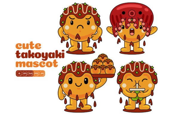 Cute Takoyaki Mascot Vector Pack 04: A Practical Asset for Consistent Visual Storytelling