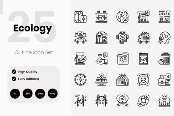 Ecology Outline Icon Pack for Versatile Design Projects