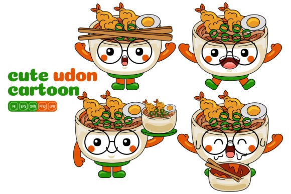 Elevate Your Visual Branding with Cute Udon Mascot Vector Pack 04