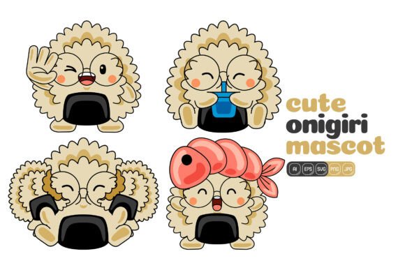 Elevating Visual Storytelling with Cute Onigiri Mascot Vector Pack 02