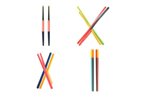 Food Chopsticks AI EPS Set: Versatile Illustrations for Modern Design