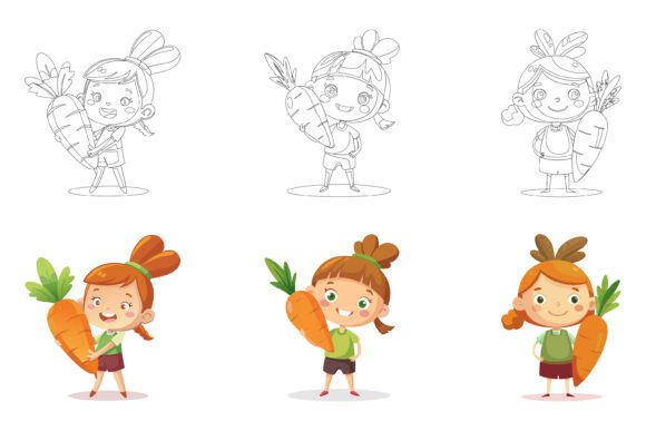 Little Girl Farmer Harvesting Carrots: A Versatile Illustration for Your Creative Projects