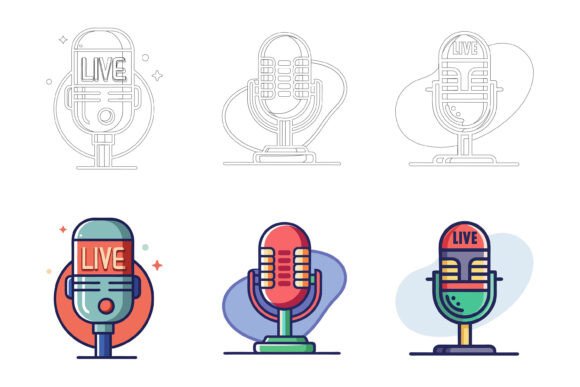 Microphone and Hello AI EPS Illustration Set