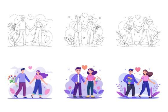 Set of People in Love for Modern Creators