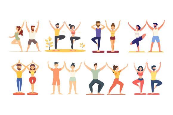 Set of Yoga Poses for Modern Design